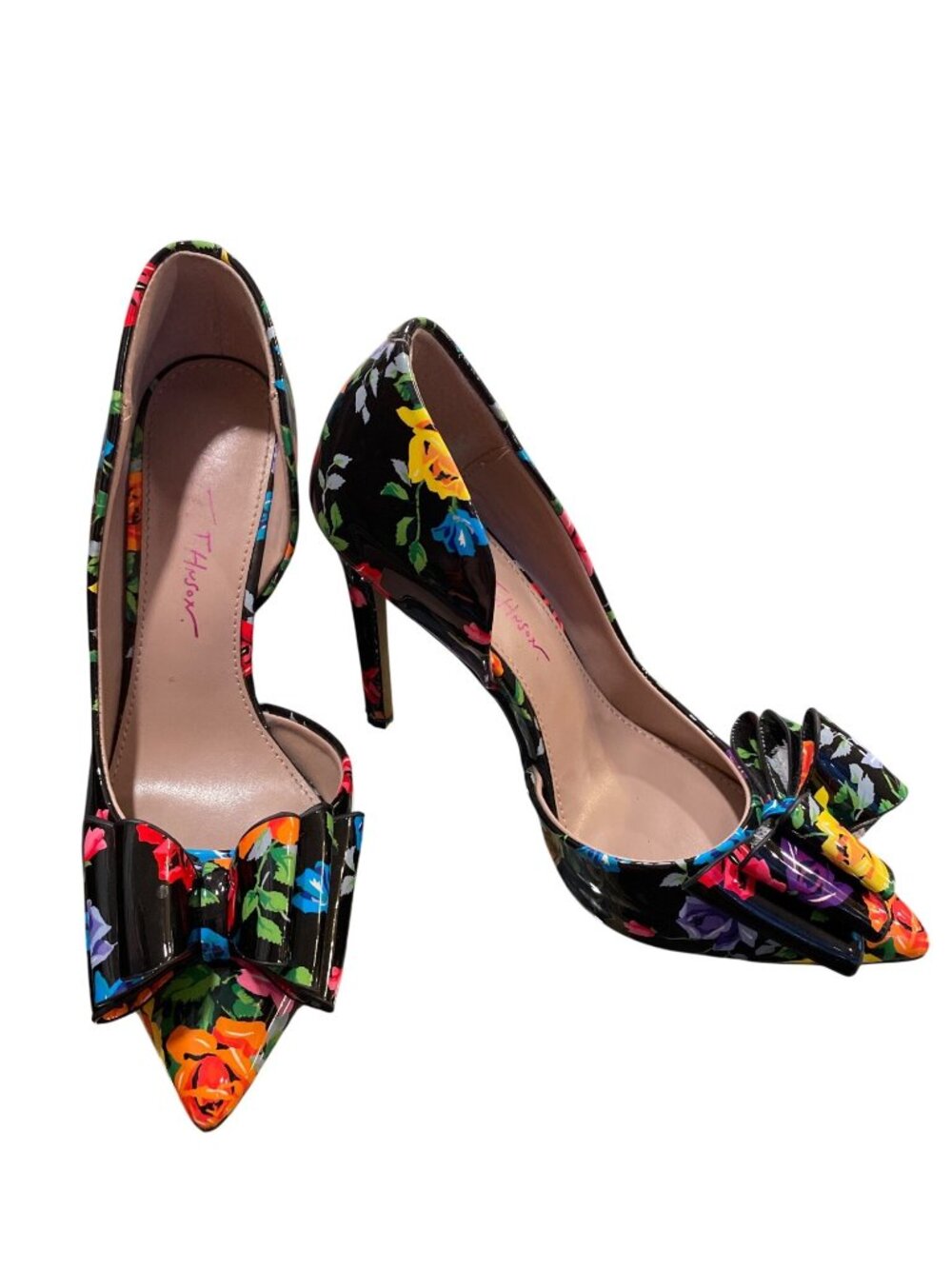 Betsey Johnson wms floral faux leather stilleto heels shoes sz 6.5M SKU 10-230